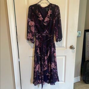 Gabby Skye Purple and Pink Long Sleeve Dress